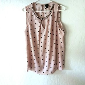 Worthington polka dot sleeveless women's blouse pink and black size large